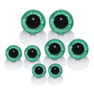 Green Glitter Eyes Screw Type Plastic Backs