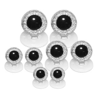 Silver Glitter Eyes Screw Type Plastic Backs