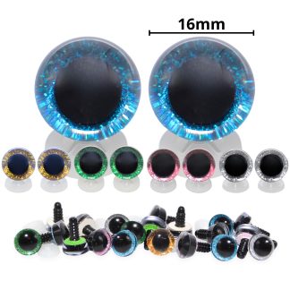 16mm Mixed 2 3D Glitter Eyes with Plastic Backs