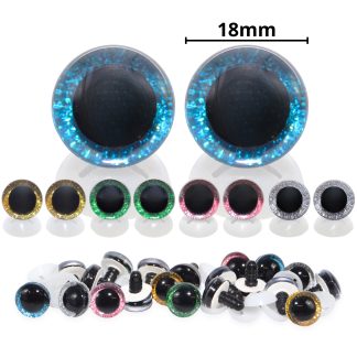 18mm Mixed 2 3D Glitter Eyes with Plastic Backs