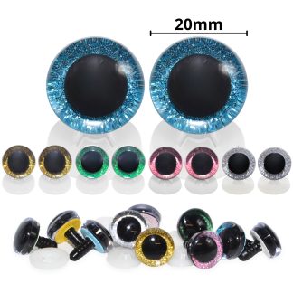 20mm Mixed 2 3D Glitter Eyes with Plastic Backs