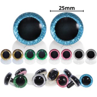 25mm Mixed 2 3D Glitter Eyes with Plastic Backs