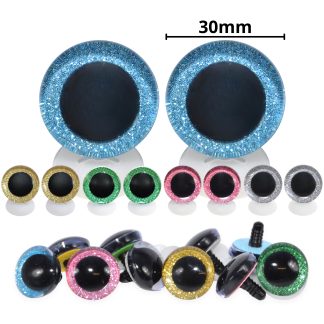 30mm Mixed 2 3D Glitter Eyes with Plastic Backs