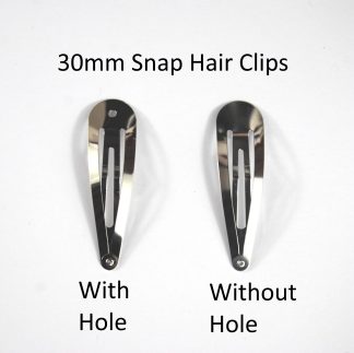 30mm Silver Snap Hair Clips NO Hole - Sleepy Bendies