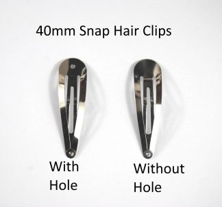 40mm Silver Snap Hair Clips NO Hole - Sleepy Bendies