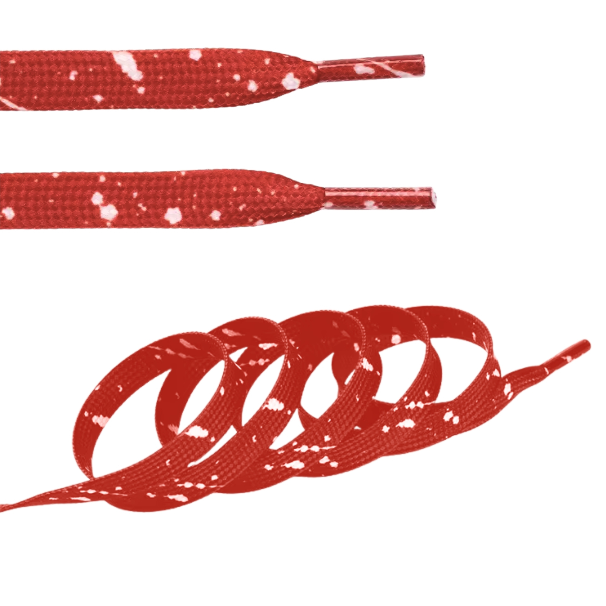 8mm Red with White Ink Splash Shoelaces - Flat Replacement Laces