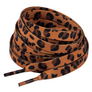 8mm Black & Brown Leopard Shoelaces - Flat Replacement Laces