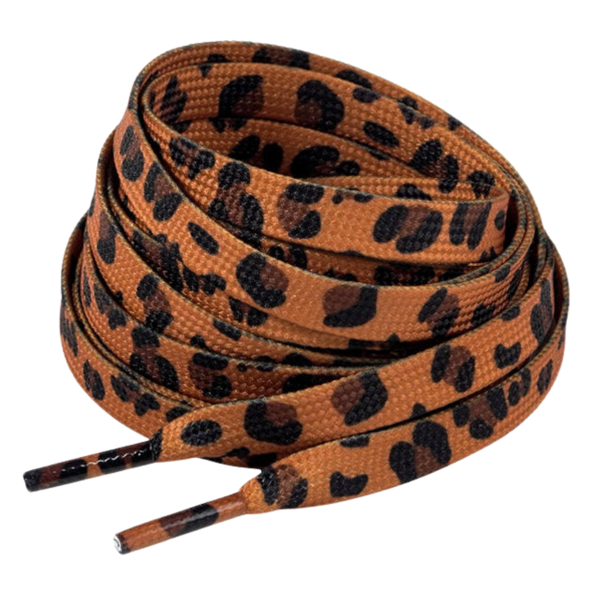 8mm Black & Brown Leopard Shoelaces - Flat Replacement Laces