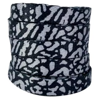 8mm Grey & Black Leopard Shoelaces - Flat Replacement Laces
