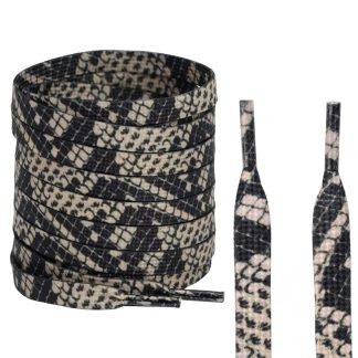 8mm Black & Beige Snake Shoelaces - Flat Replacement Laces
