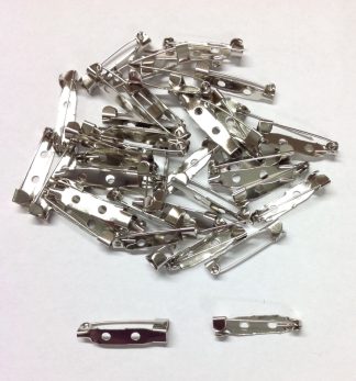 Platinum Brooch Pins - 25mm x 5mm - Hook Catch - 2 Holes