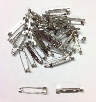 Platinum Brooch Pins - 30mm x 5mm - Hook Catch - 2 Holes