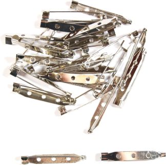 Platinum Brooch Pins - 38mm x 6mm - Hook Catch - 3 Holes