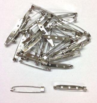Platinum Brooch Pins - 40mm x 6mm - Hook Catch - 3 Holes