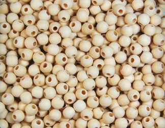 Natural Wooden Round Beads - 15mm x 13mm with 6mm Hole