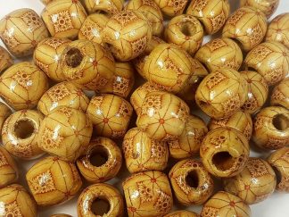 Mixed 2 Wooden Round Beads - 16mm x 15mm with 6mm Hole
