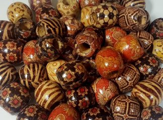 Mixed 5 Wooden Round Beads - 16mm x 17mm with 7mm Hole