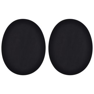 Black Faux Suede Elbow Patches - 140mm x 110mm Iron-On Patch