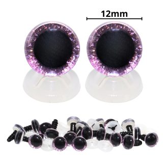 12mm Lilac 3D Glitter Eyes with Plastic Backs