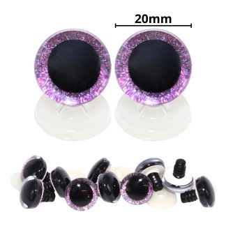 20mm Lilac 3D Glitter Eyes with Plastic Backs