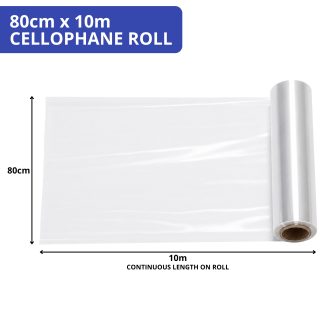 80cm x 10m Clear Cellophane Wrap Roll