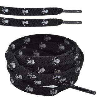 8mm Skull & Crossbones Shoelaces - Flat Replacement Laces