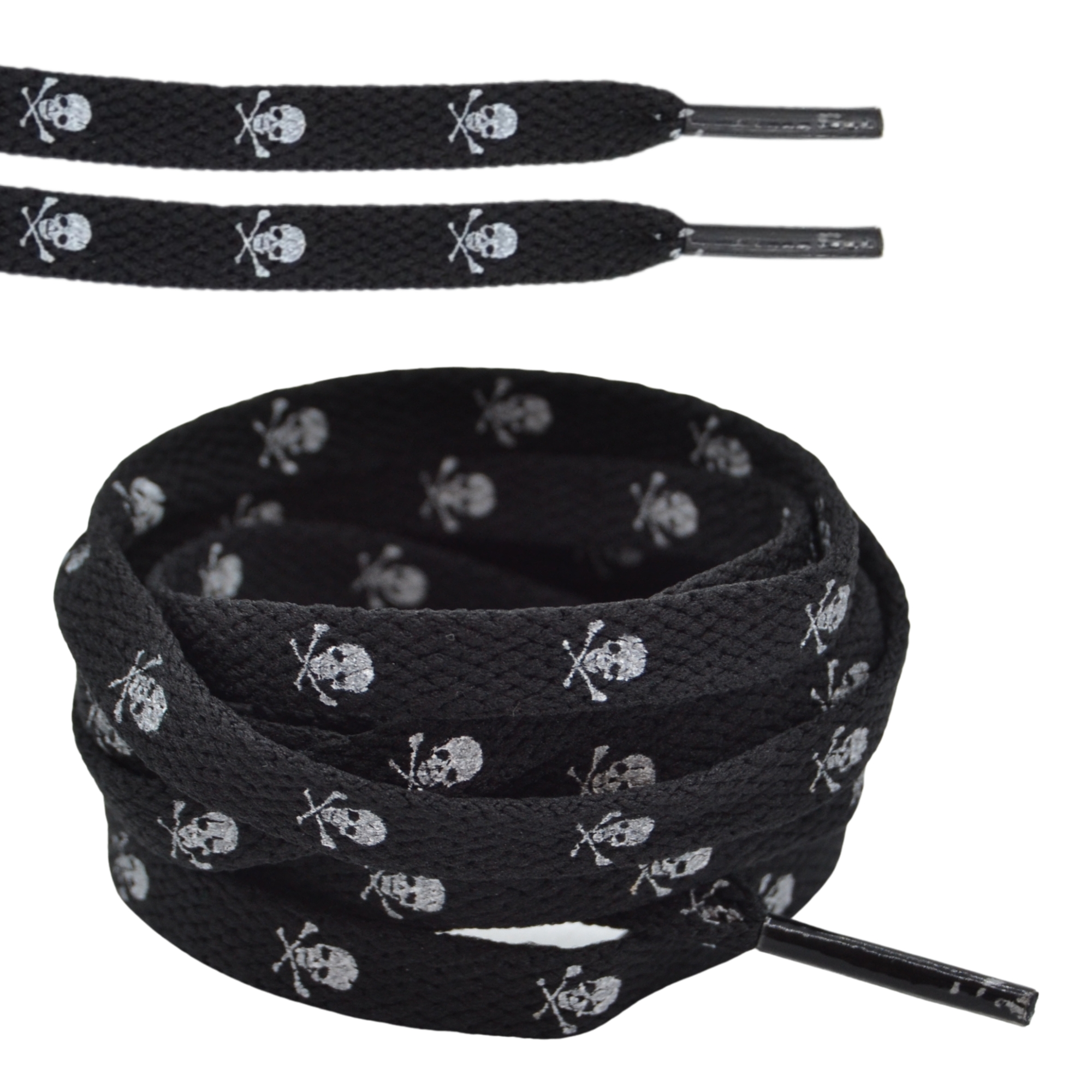 8mm Skull & Crossbones Shoelaces - Flat Replacement Laces