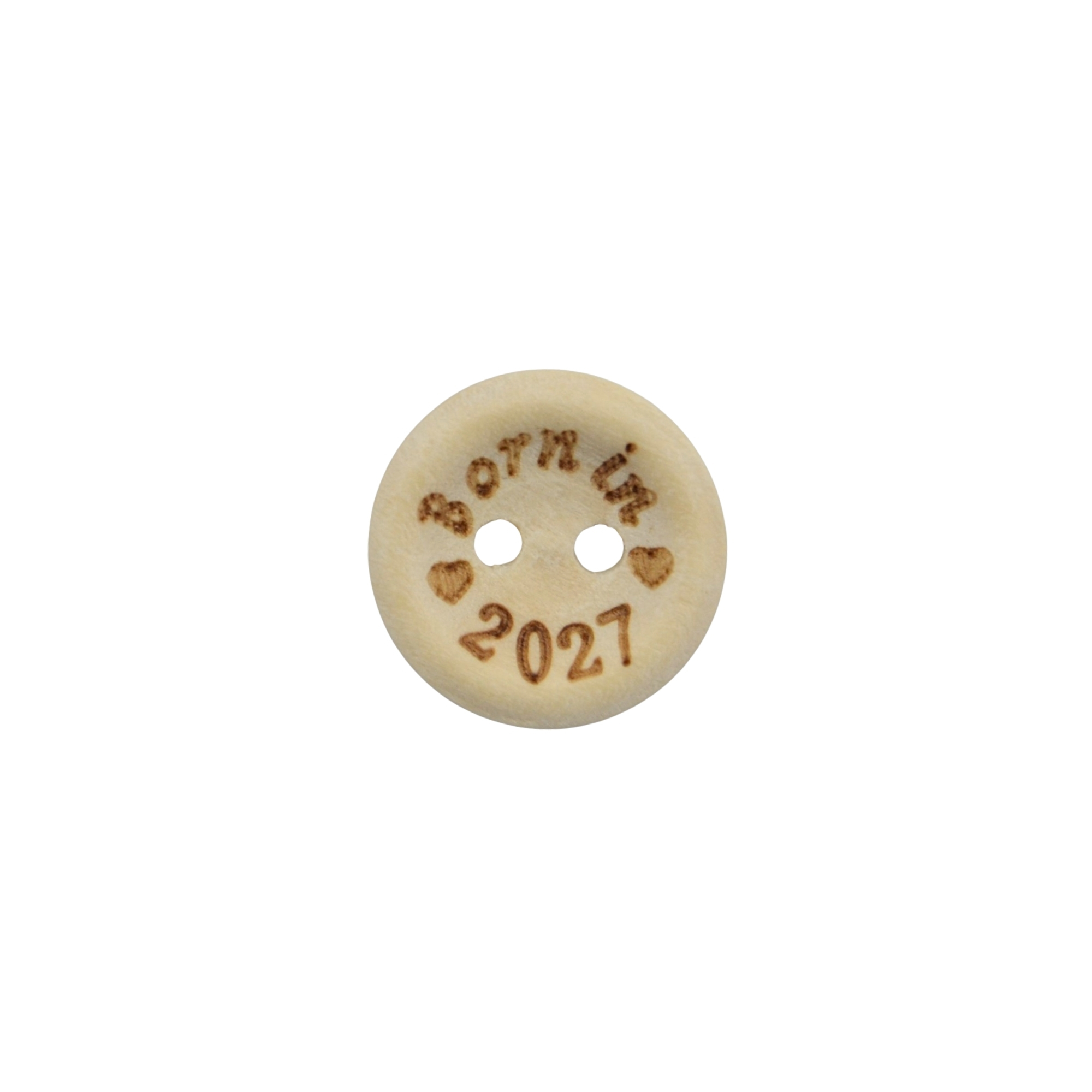 15mm Born in 2027 Printed Natural Wooden Buttons - Image 2