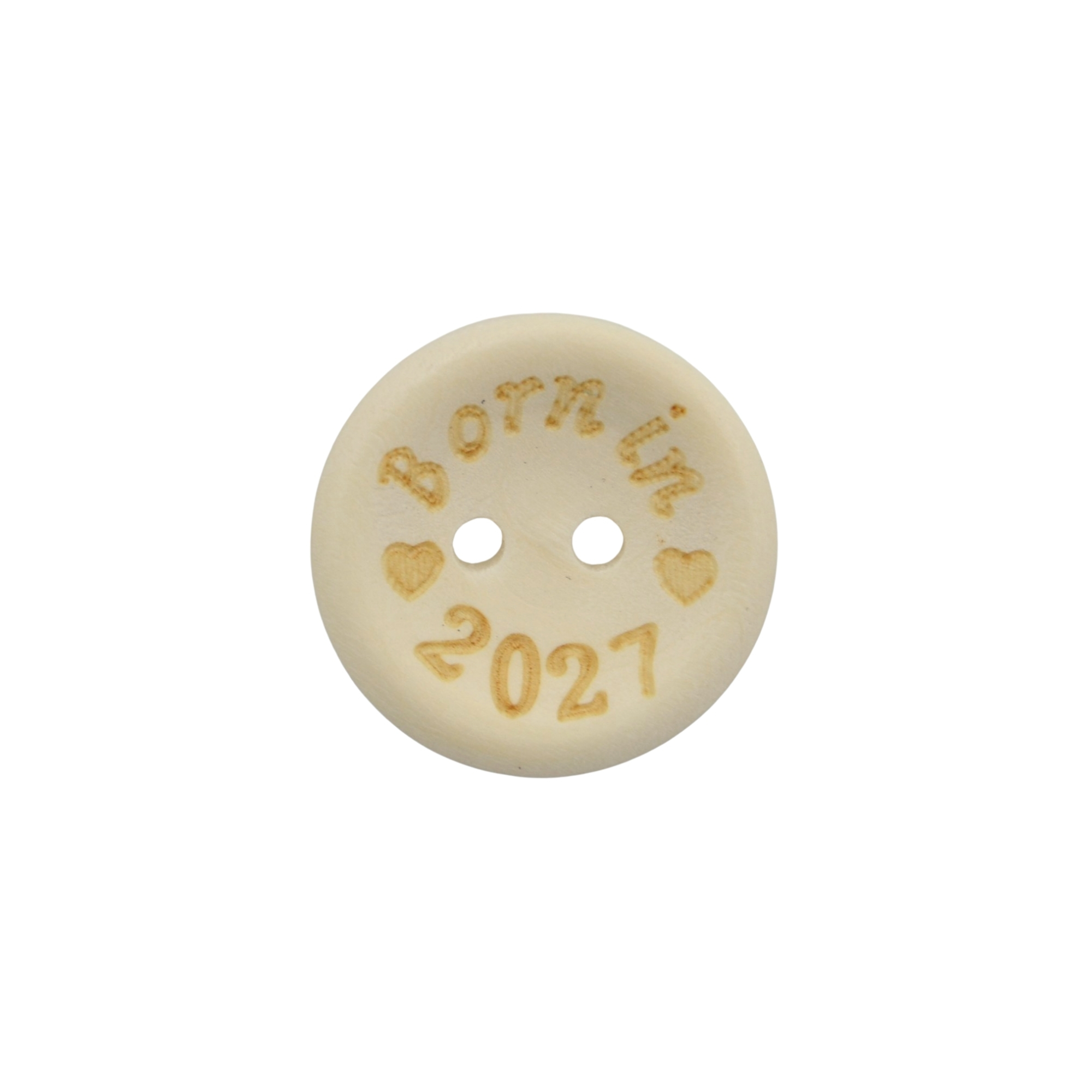 20mm Born in 2027 Printed Natural Wooden Buttons - Image 2