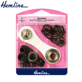 Eyelets & Tool Set Bronze 10.5mm Size F - Hemline 438P.10.BR