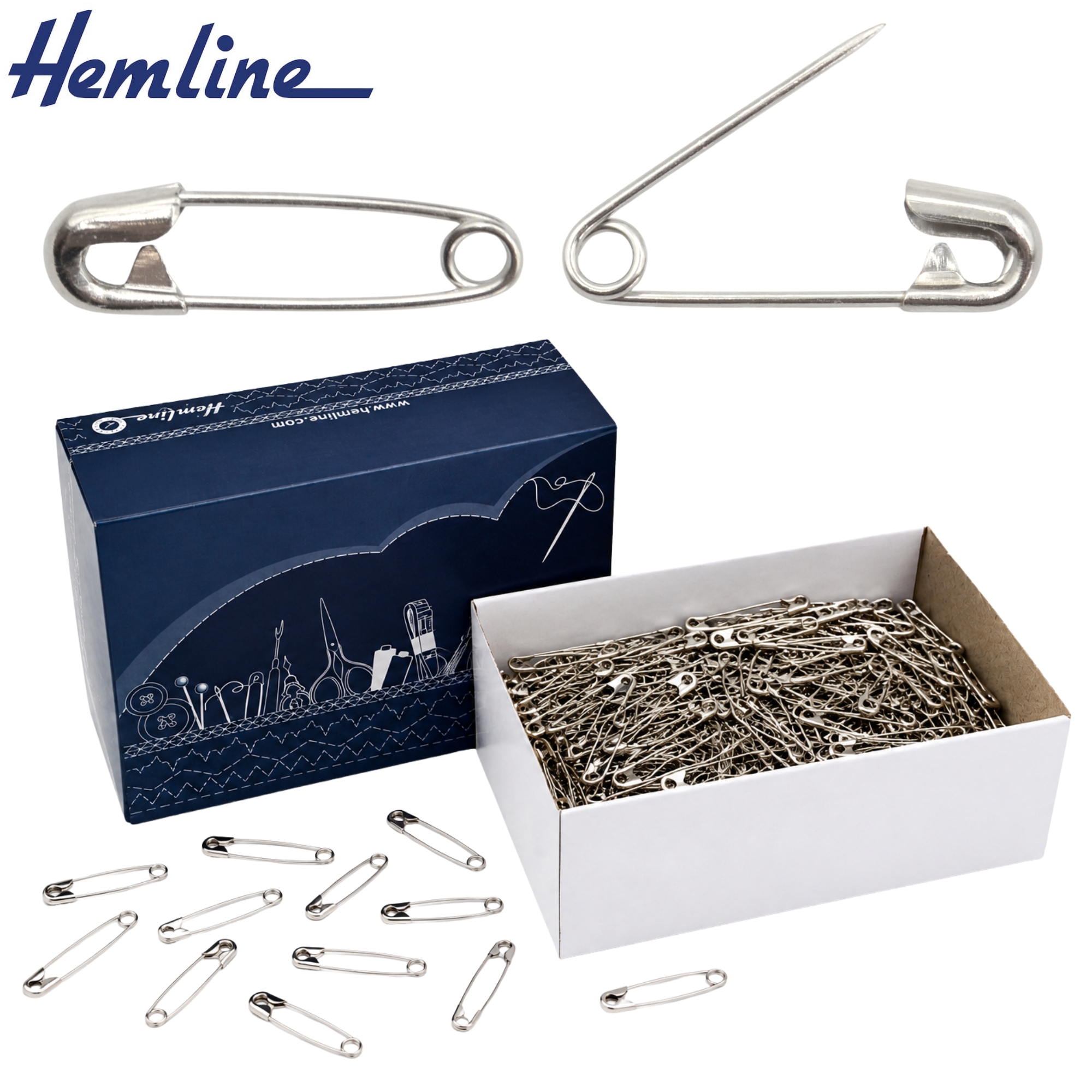 Safety Pins Steel Silver 20mm Bulk 1728PCS - Hemline HB.000