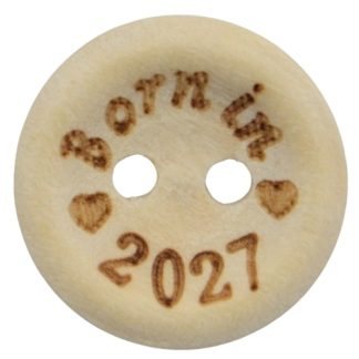 15mm Born in 2027 Printed Natural Wooden Buttons