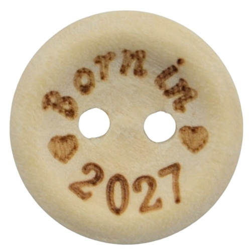 15mm Born in 2027 Printed Natural Wooden Buttons