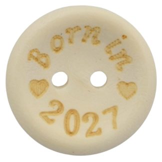 20mm Born in 2027 Printed Natural Wooden Buttons