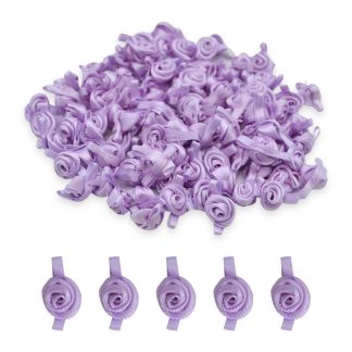 12mm Lilac Mono #430 with Lilac Leaves Satin Ribbon Roses