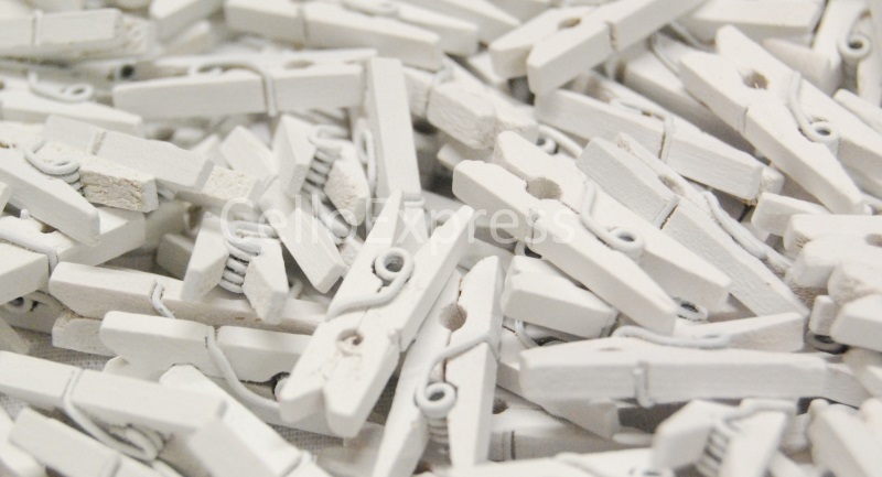 35mm White - Mini Wooden Craft Pegs