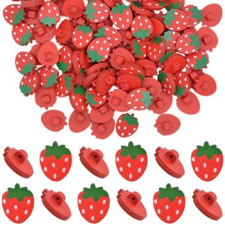 Strawberry Wooden Buttons - Shank Back Sewing Buttons