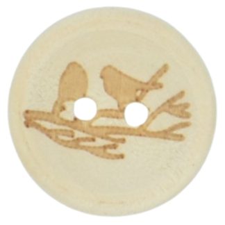 20mm Birds on a Branch Printed Natural Wooden Buttons