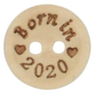 15mm Born in 2020 Printed Natural Wooden Buttons