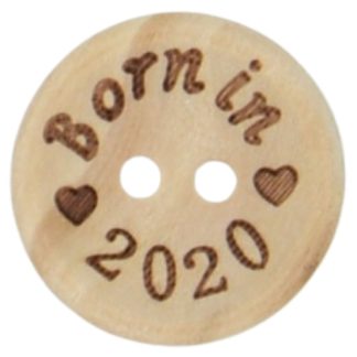 20mm Born in 2020 Printed Natural Wooden Buttons