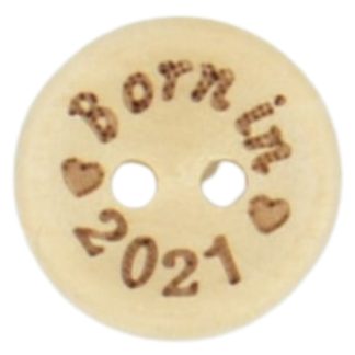 15mm Born in 2021 Printed Natural Wooden Buttons