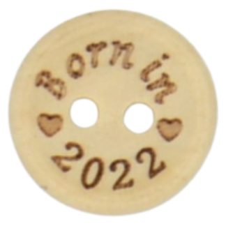 15mm Born in 2022 Printed Natural Wooden Buttons
