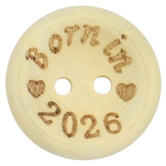 20mm Born in 2026 Printed Natural Wooden Buttons