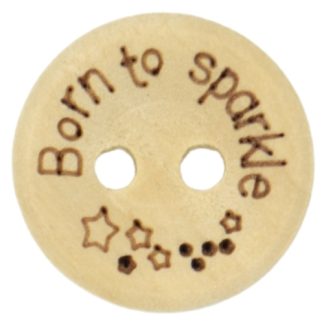 15mm Born to Sparkle Printed Natural Wooden Buttons