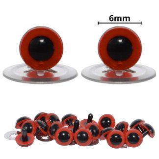6mm Red Eyes with Metal Backs