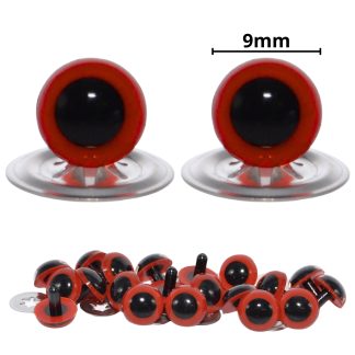 9mm Red Eyes with Metal Backs